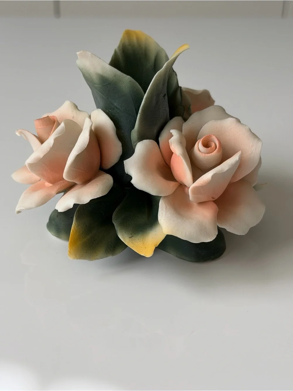 Vintage Capodimonte 1987 for Arnart Fine Ceramic Rose Taper Candle Holder -Italy